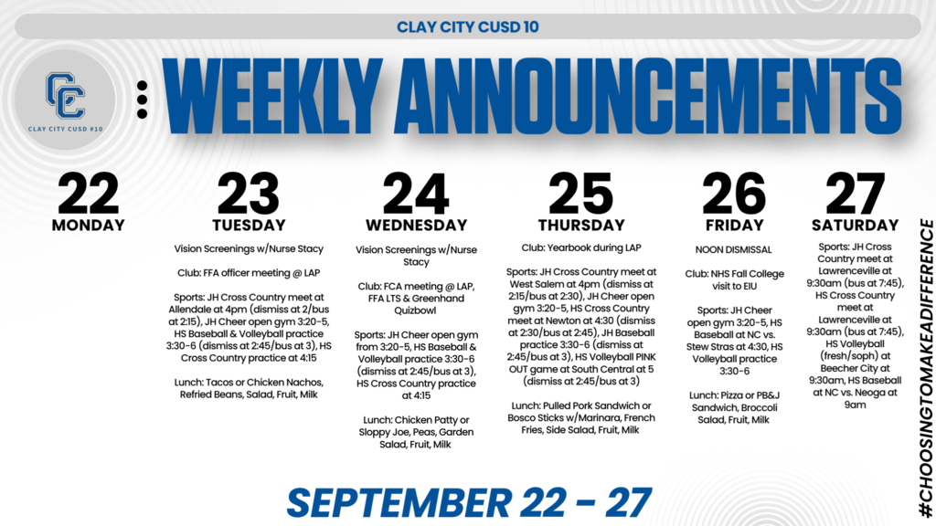Weekly Announcements • September 22 - 27