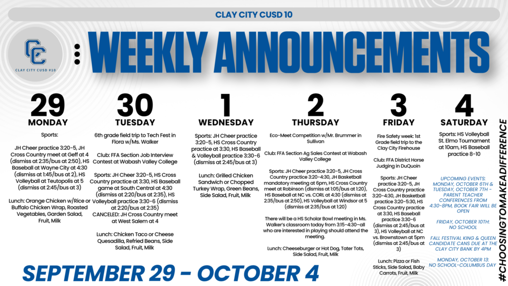 Weekly Announcements • September 29 - October 4