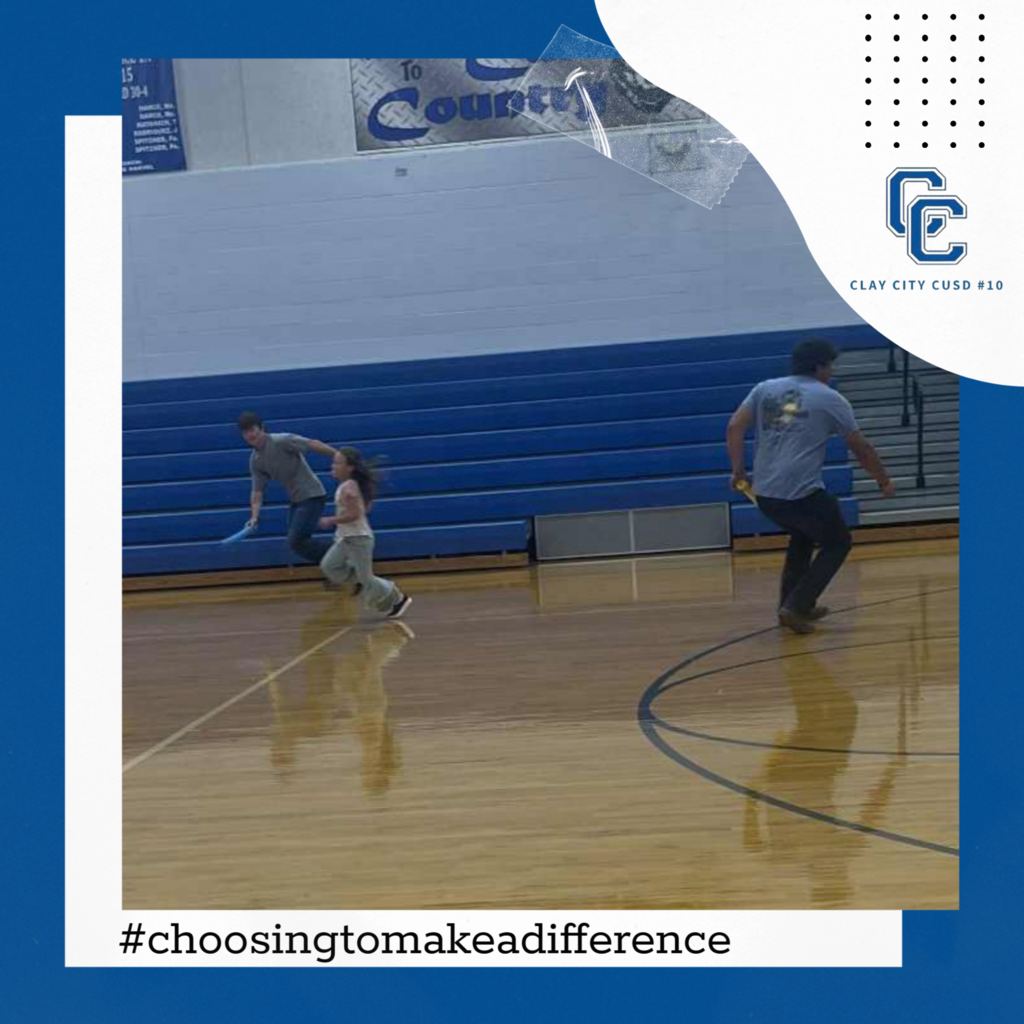 Seniors Jaxon P. and Cayden C. join in on the fun as Mrs. Mitchel teaches first grade P.E. The seniors and first graders had a great time playing Pac-Man tag!
