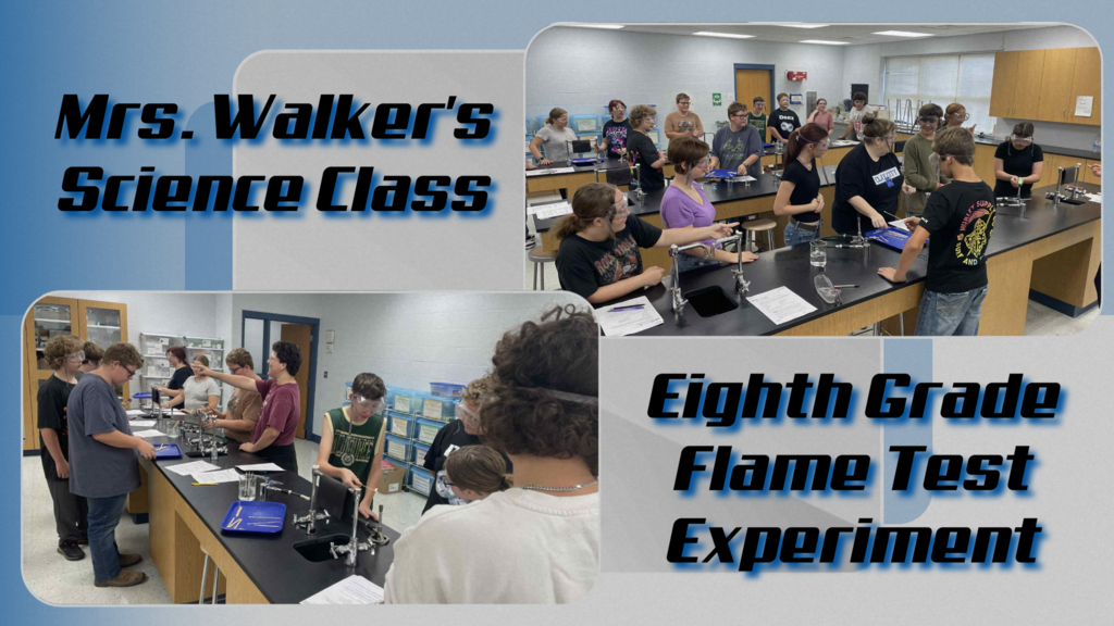 Mrs. Walker's eighth grade science class completed their flame test experiment today. Students did the experiment to find out what colors certain elements burned as.