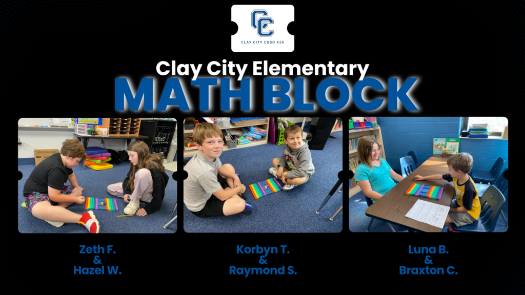 A pop-it dice game was used in math block today! Fifth graders Hazel W., Korbyn T., and Luna B. partnered with second graders Zeth F., Raymond S., and Braxton C. to play the game and work on their math skills. #choosingtomakeadifference