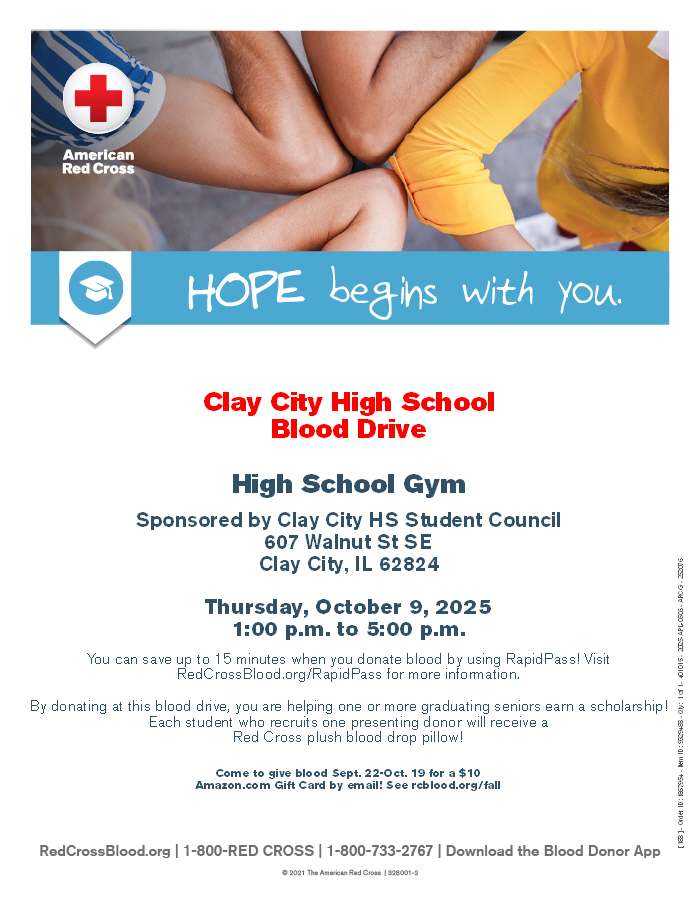 CCHS Student Council will be hosting a Red Cross Blood Drive next Thursday, October 9! Schedule your appointment today or walk-in any time between 1:00pm and 5:00pm.