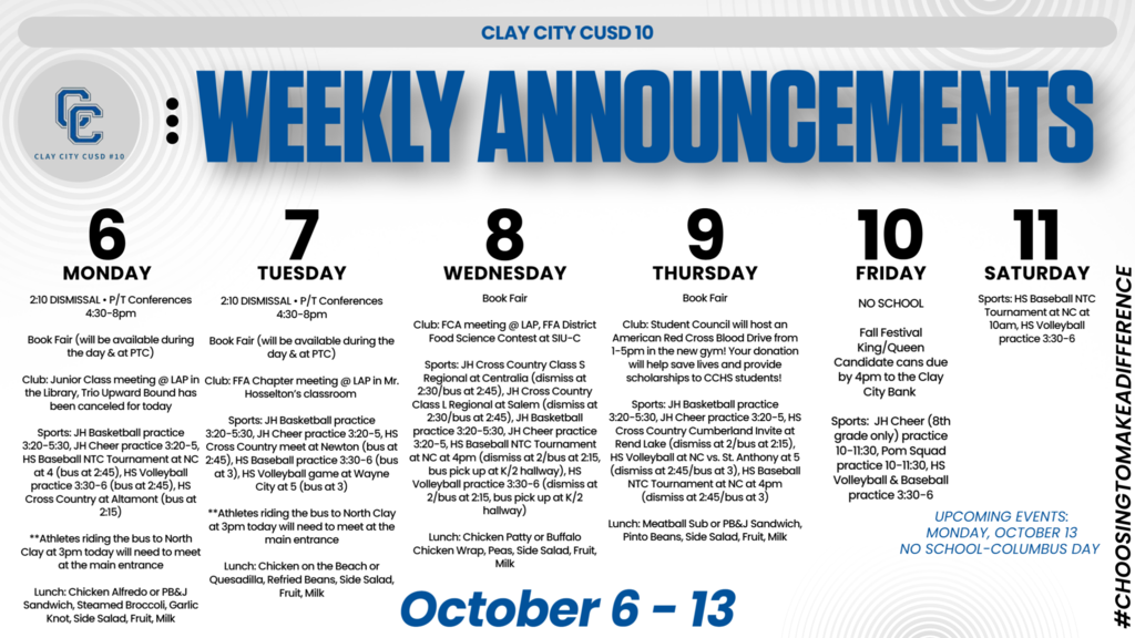 Weekly Announcements • October 6 - 13