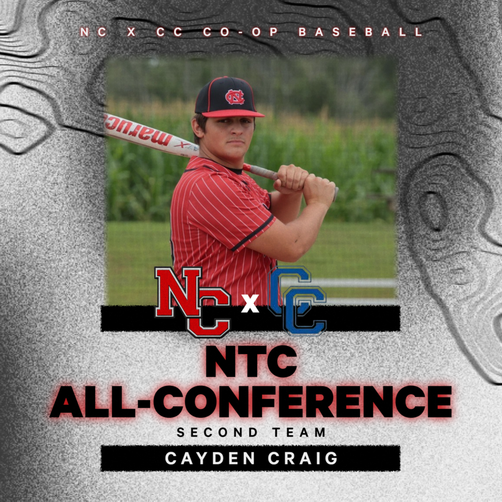 Congratulations to the following North Clay/Clay City athlete senior Cayden Craig for his selection to the 2025 NTC Baseball All-Conference Team - 2nd Team!