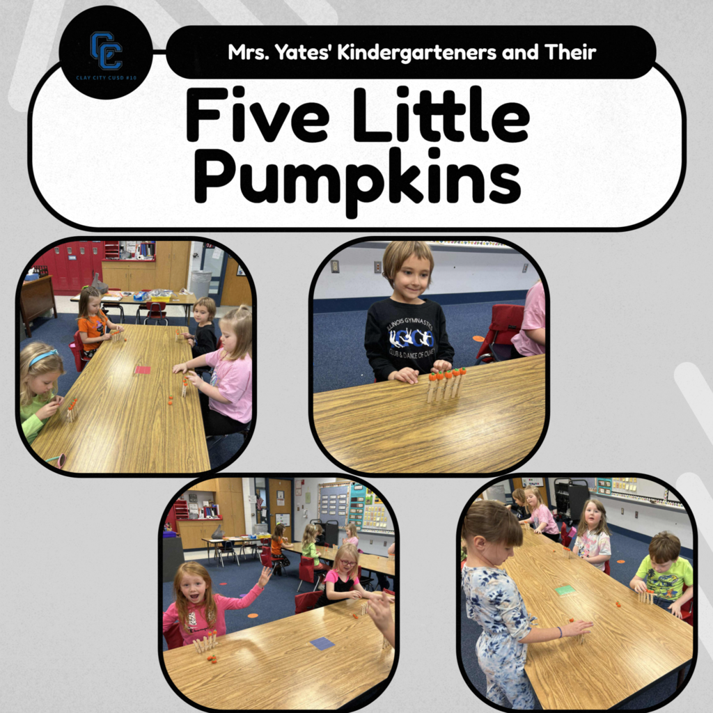 Mrs. Yates' kindergarteners learned the poem “Five Little Pumpkins.” They were challenged to make a fence using clothespins and popsicle sticks. Then they acted out the story using candy pumpkins. The best part was getting to eat the pumpkins when they finished!