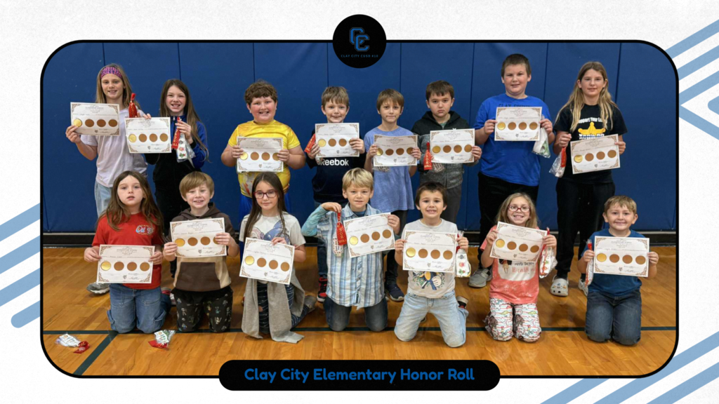 Congratulations to our Clay City Elementary students who made the honor rolls or had perfect attendance during the 1st quarter! Great work!