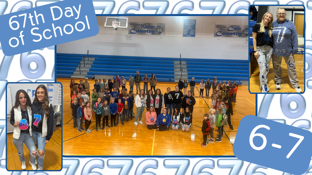 Today was the 67th day of school and elementary and junior high teachers celebrated! The students were surprised to see teachers wearing 6-7 and 6-7 posters down the junior high hallway. The elementary students and teachers even took a moment to pose in a giant 6-7 on the gym floor. There was lots of laughs and fun to be had today!