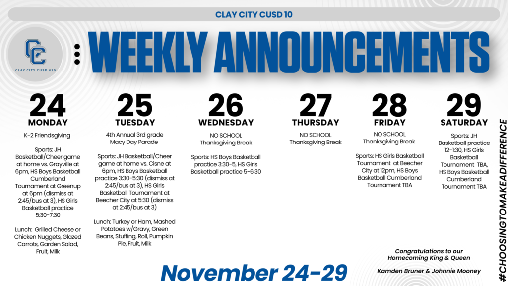 Weekly Announcements • November 24-29