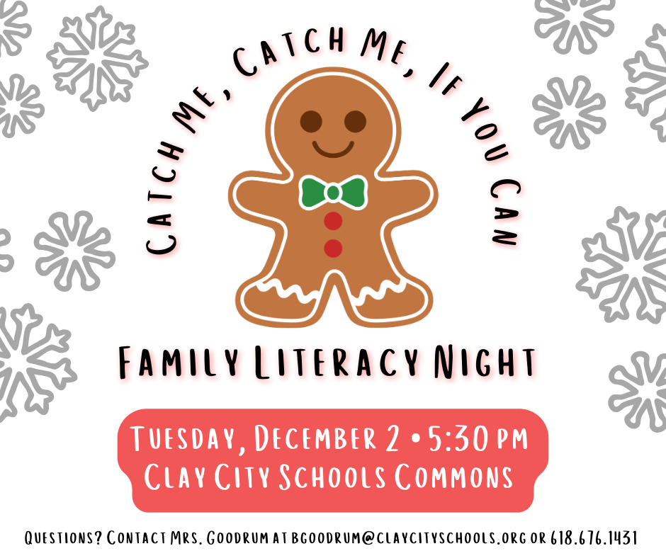 Tomorrow night is our Catch Me, Catch Me, If You Can Family Literacy Night! The fun begins at 5:30pm in The Commons. We will have refreshments, story time, a craft to complete, and giveaways. Thank you to all who have RSVP'd to ensure the night runs smoothly.