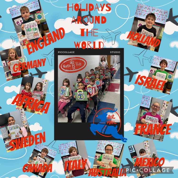 Mrs. Klein’s second graders are EXHAUSTED after an 11 day trip, flying on an “airplane” around the world! We visited these countries to learn about their holiday traditions! 🛩️🌎
