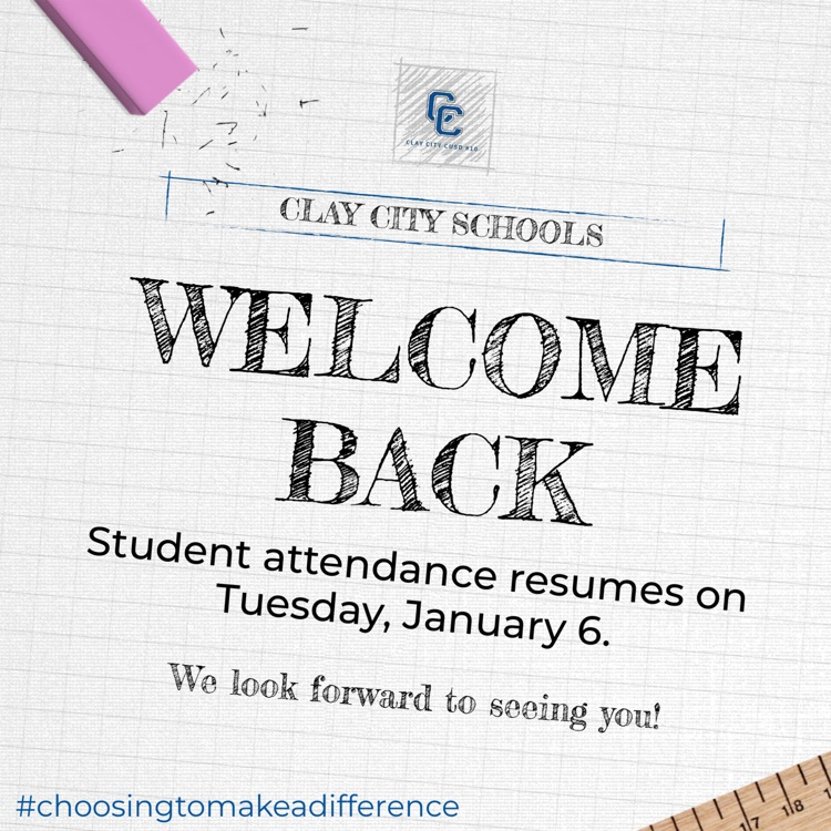 Student attendance will resume on Tuesday, January 6. We look forward to seeing you after the holiday break!