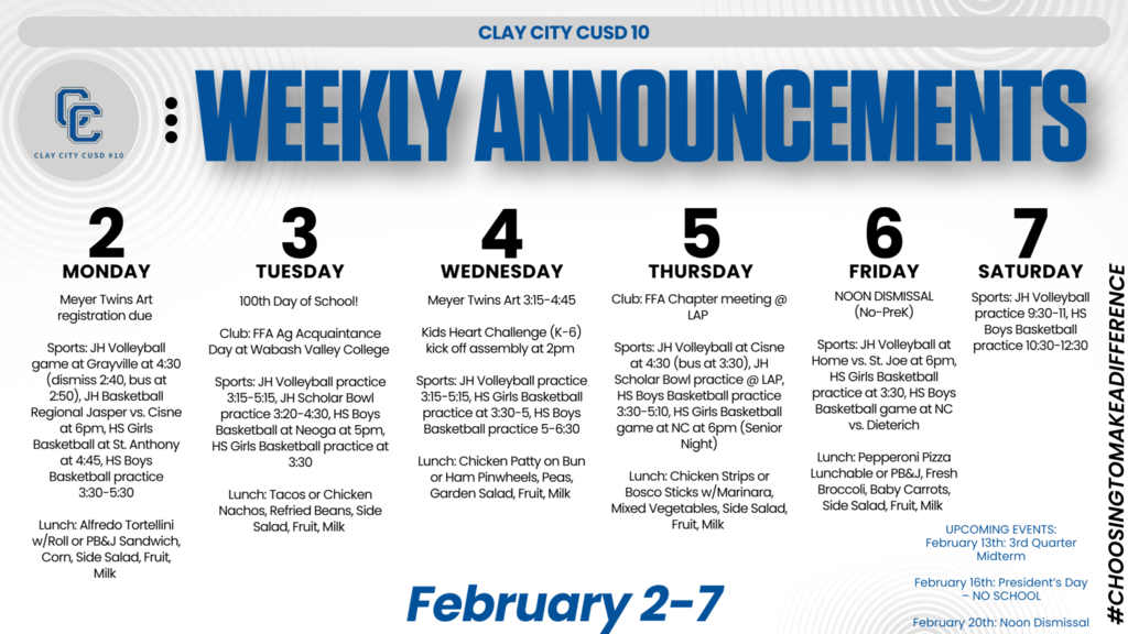 Weekly Announcements • February 2-7