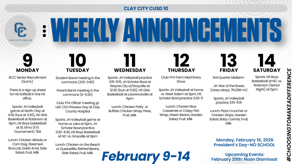 Weekly Announcements • February 9-14