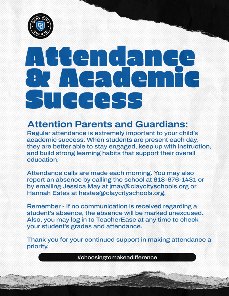 Attendance is a vital role in a student's academic success. Here is some quick information on who to contact concerning absences.