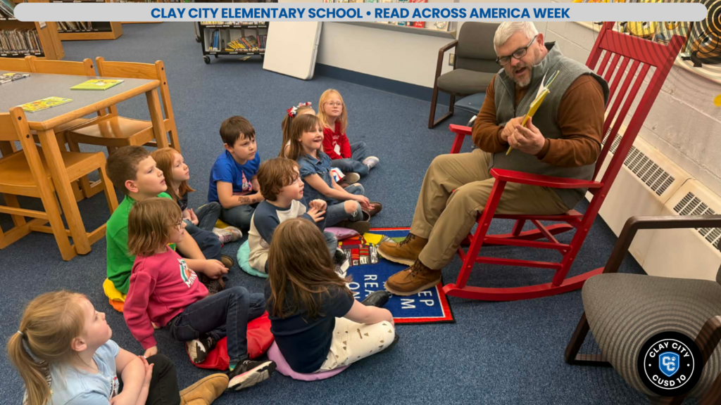 We are celebrating Read Across America Week at Clay City Elementary. Today principal Mr. Wattles was our guest reader during kindergarten library time. He read the Dr. Seuss book "I Can Read With My Eyes Shut". The students were surprised to see Mr. Wattles leading the read-aloud. Thank you Mr. Wattles for stopping in and reading to the students!