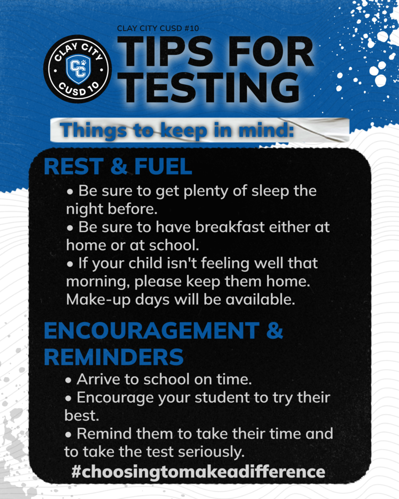 Just a reminder that elementary students, 3rd-5th grade, are still doing IAR testing tomorrow. Remember these tips when preparing for test-taking!