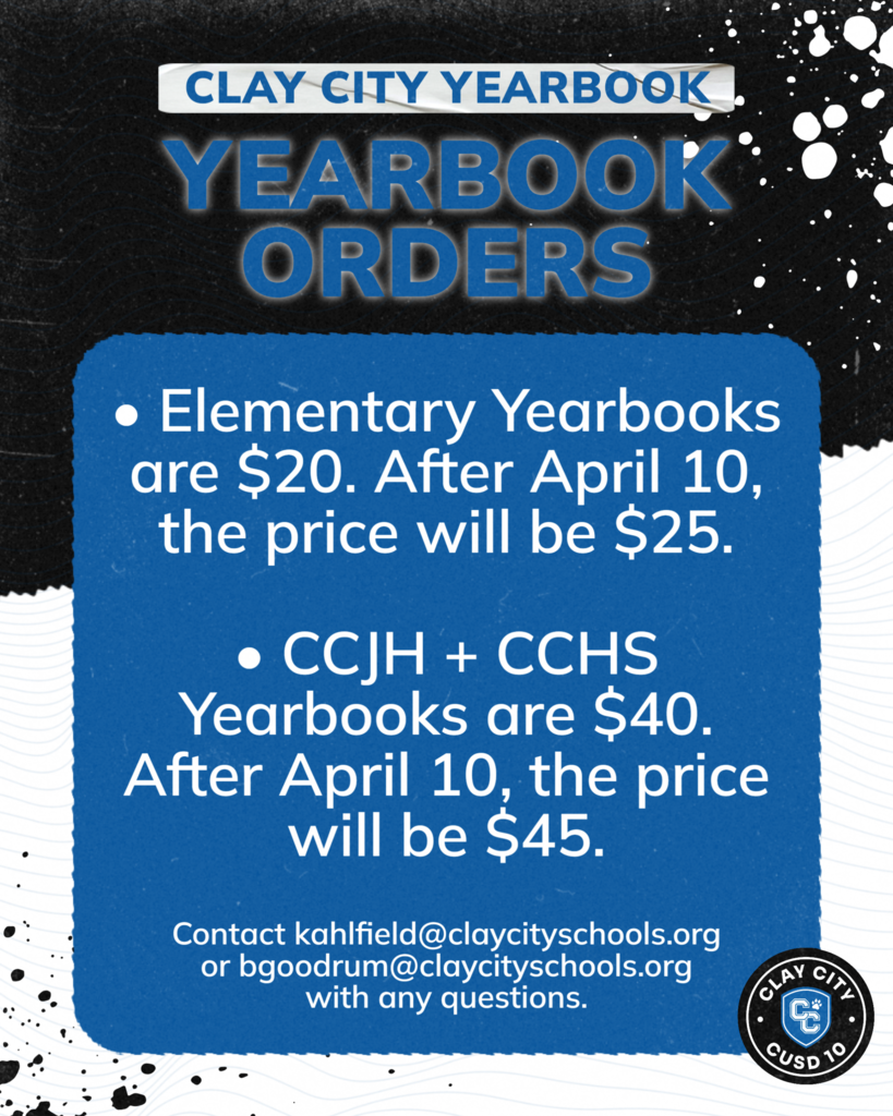 REMINDER: Yearbook orders at the discounted price are due by April 10!
