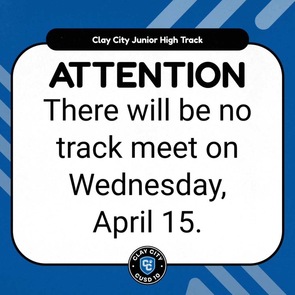 There will be no CCJH track meet on Wednesday, April 15.