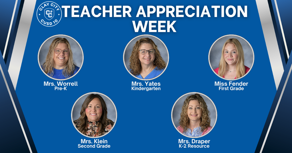 Mrs. Worrell - Pre-K, Mrs. Yates - Kindergarten, Miss Fender - 1st Grade, Mrs. Klein - 2nd Grade, Mrs. Draper - K-2 Resource