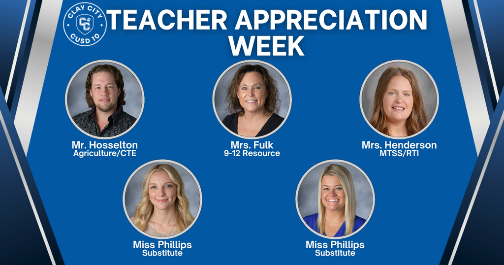 Mr. Hosselton - Ag/CTE, Mrs. Fulk - 9-12 Resource, Mrs. Henderson - MTSS/RTI, Miss Phillips - Substitute, Miss Phillips - Substitute