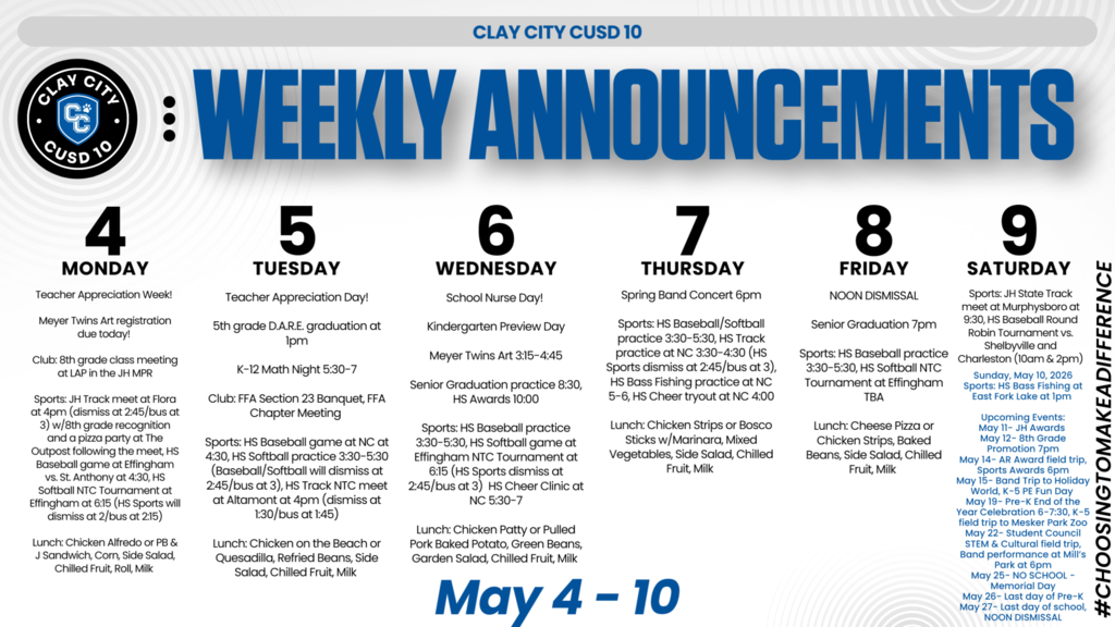 Weekly Announcements • May 4-10