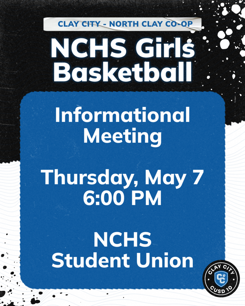 There will be a NCHS Girls Basketball informational meeting on Thursday, May 7 at 6:00 PM in the NCHS Student Union for any girls interested in playing next year. Please contact the office with any questions.