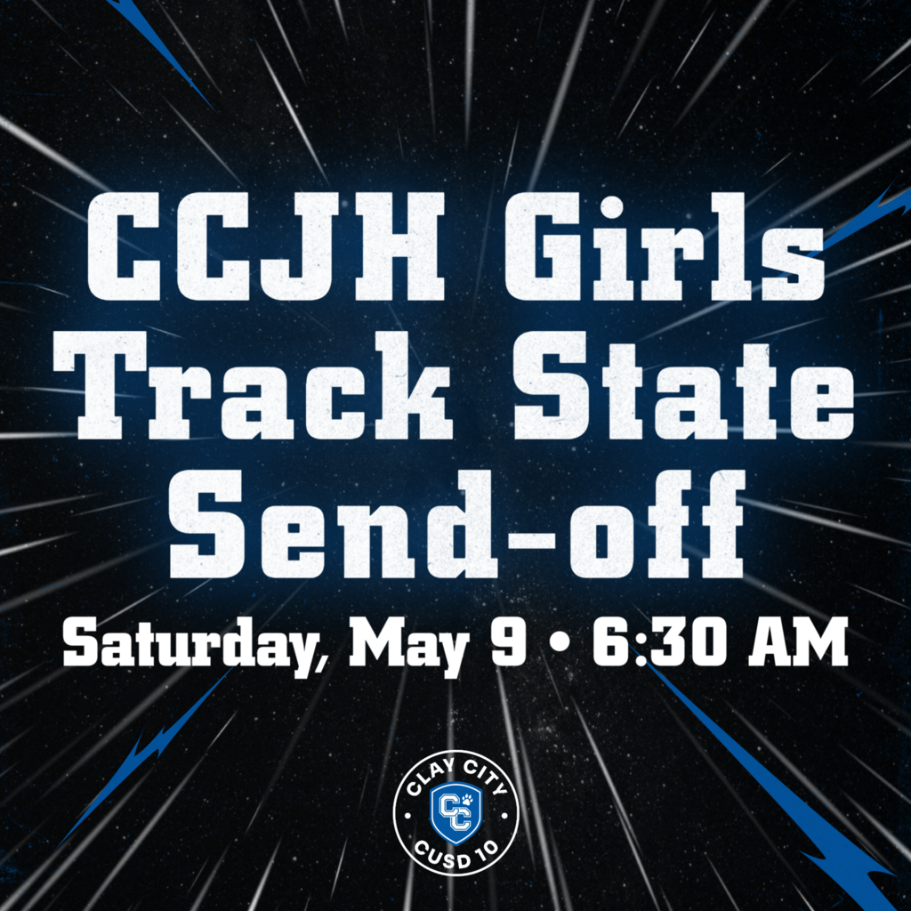 EDIT - TIME HAS BEEN CHANGED TO 6:30 AM  Clay City Fire will be leading a send-off for our CCJH Girls Track as they head to state in Murphysboro this Saturday, May 9. The girls and fire will travel down Main Street in Clay City at 6:30 AM. Parking is available at The Scoop. Please try your best to come out and support these girls as they represent CCJH at state!