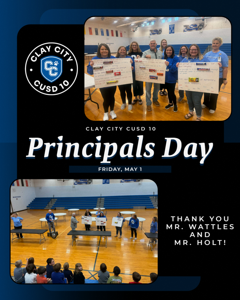 Last Friday we celebrated our principals, Mr. Wattles and Mr. Holt. The elementary students and faculty presented them with a card and a candy poem. Thank you again for all that you do!