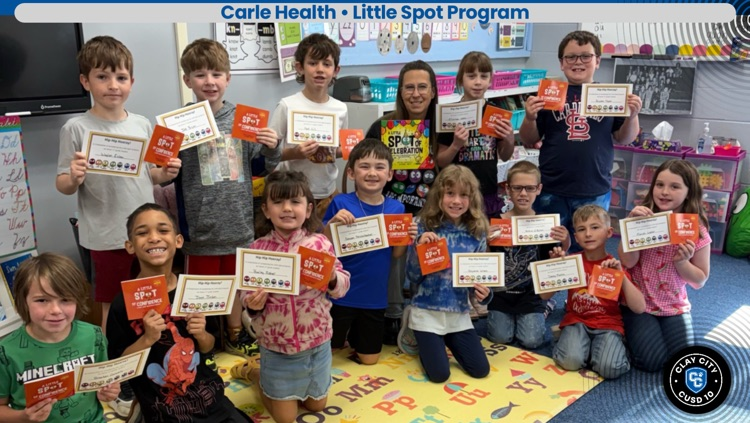 Mrs. Klein’s second graders completed their Little Spot program today sponsored by Carle Health and taught by Mrs. Shan. Second grade is thankful for this program and to Carle Health for the purchase of a Little Spot book for each student! 