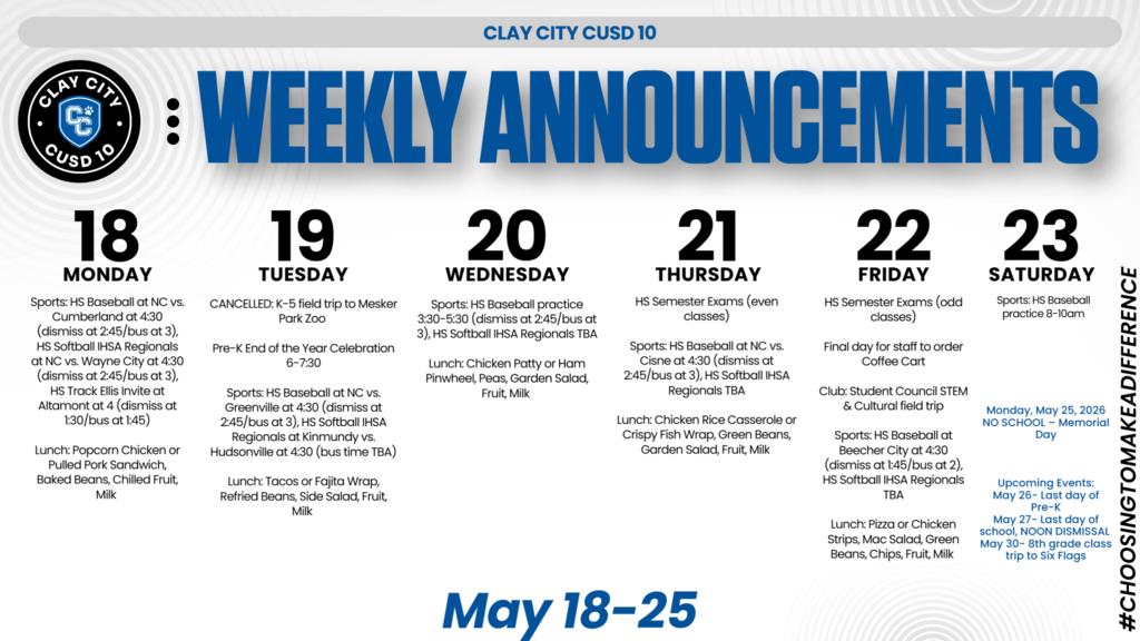 Weekly Announcements • May 18-25