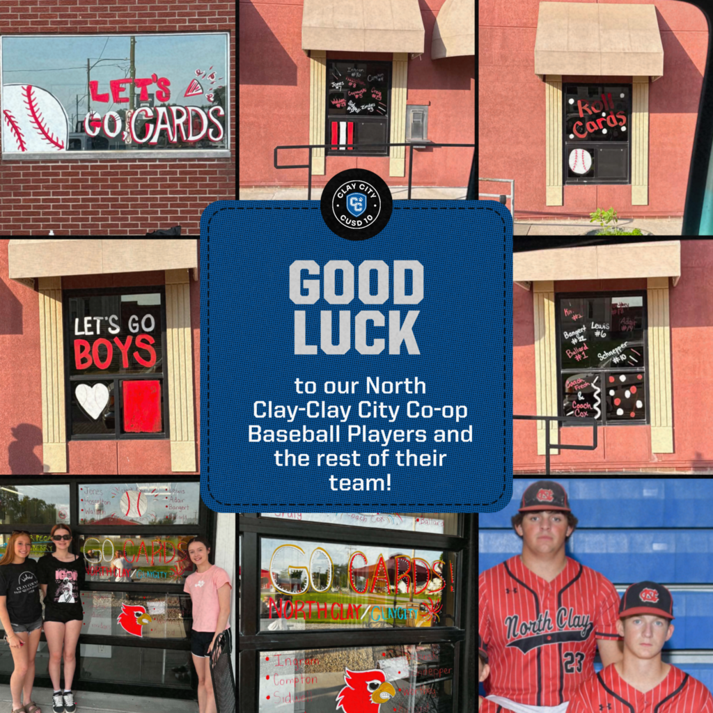 North Clay-Clay City Co-op Baseball is on the way to the Sectional Championship! Make sure to cheer these student athletes on as they compete on Saturday at 11:00am in Altamont. We would especially like to wish Clay City's own Cayden Craig and Chase Bangert the best of luck as they compete!