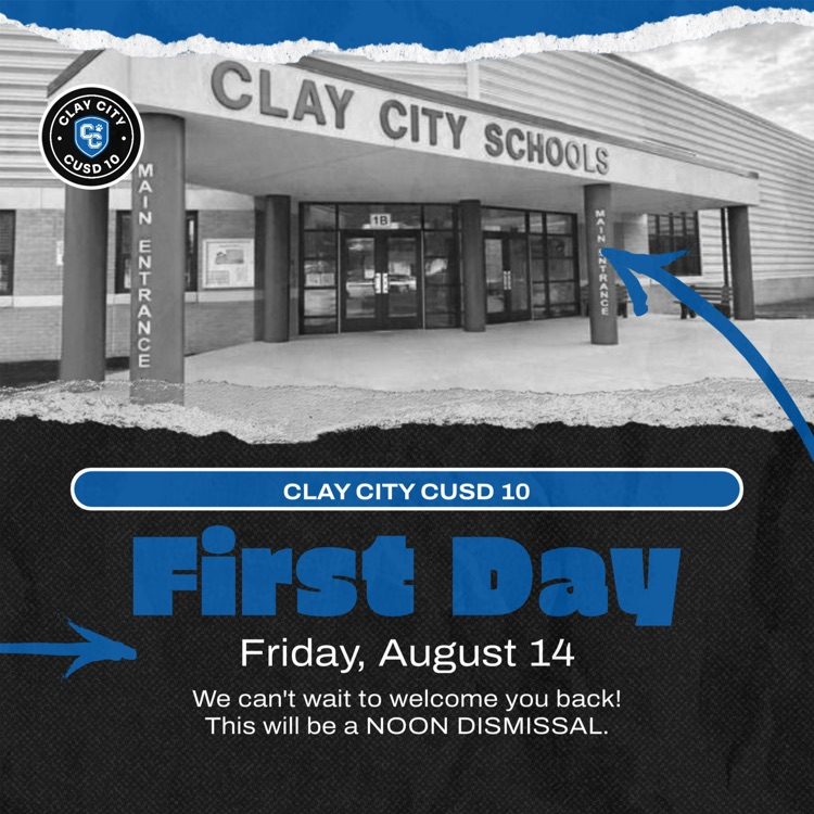 The first day of school is almost here! The first day of regular student attendance will be on Friday, August 14. This will be a noon dismissal.
