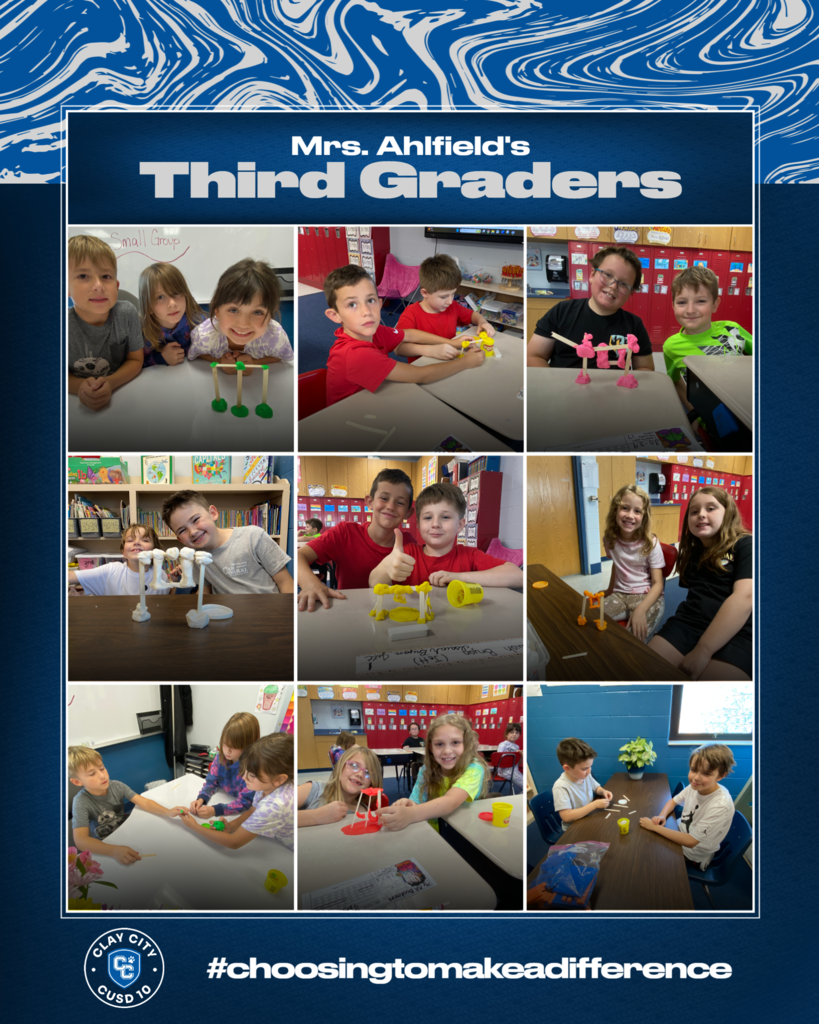 What a great day in science!  Mrs. Ahlfield's third graders were learning that the scientists need to build models of things to see how they work. The students then built a swing model. They had to get creative with what they were given to use!  