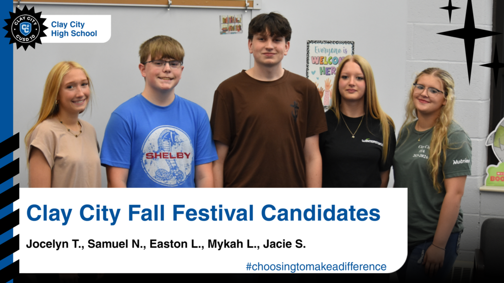 Freshmen: Queen Candidate Jocelyn Thompson, King Candidate Samuel Norris Sophomores: Queen Candidate Mykah Lewis, King Candidate Easton Leonberger Juniors: Queen Candidate Jacie Sebring Seniors: No candidates