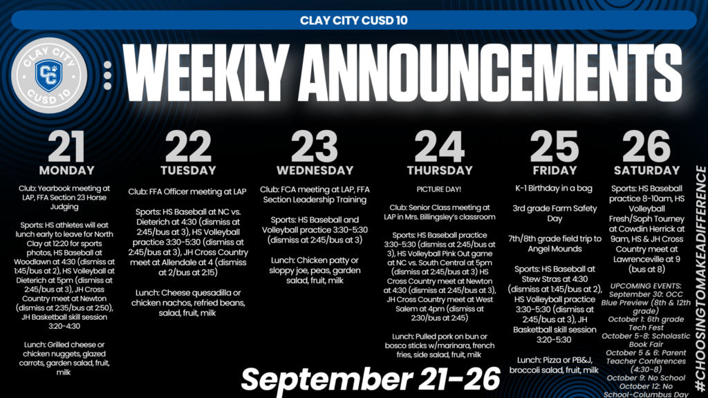 Weekly Announcements • September 21-26