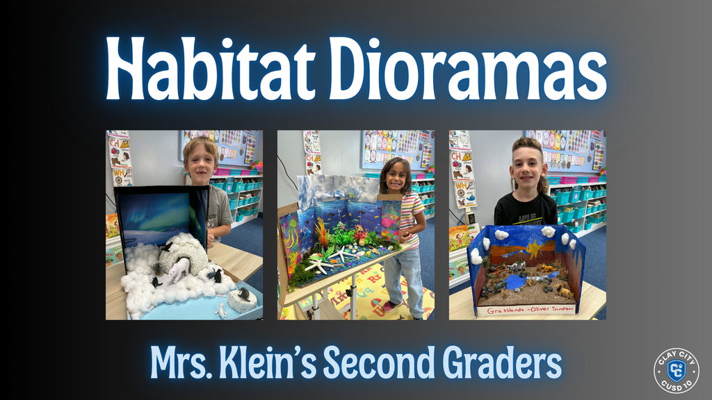 Mrs. Klein's second graders wrapped up their unit on habitats by creating dioramas! Their dioramas are on display in the library for everyone to check out.