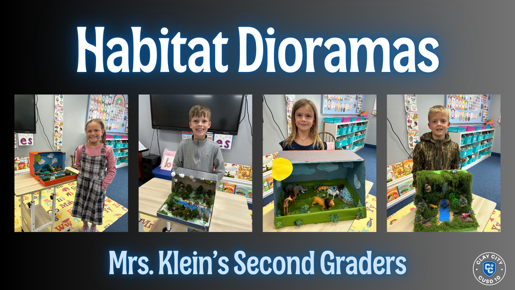 Mrs. Klein's second graders wrapped up their unit on habitats by creating dioramas! Their dioramas are on display in the library for everyone to check out.