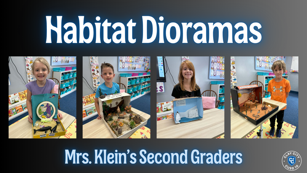 Mrs. Klein's second graders wrapped up their unit on habitats by creating dioramas! Their dioramas are on display in the library for everyone to check out.