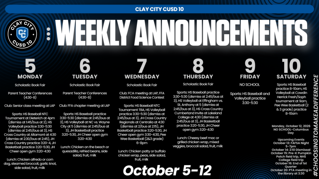 Weekly Announcements • October 5-12