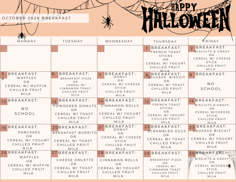 Oct Breakfast Menu