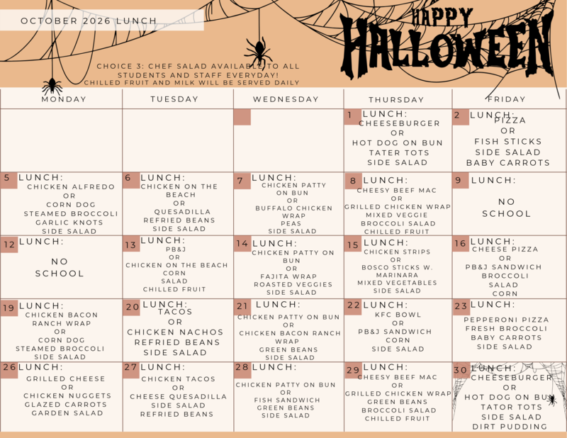 Oct Lunch Menu