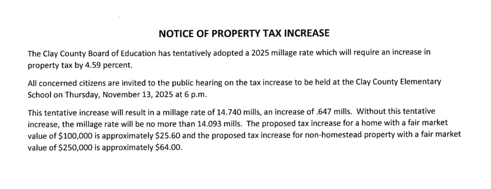 Notice of Property Tax Increase