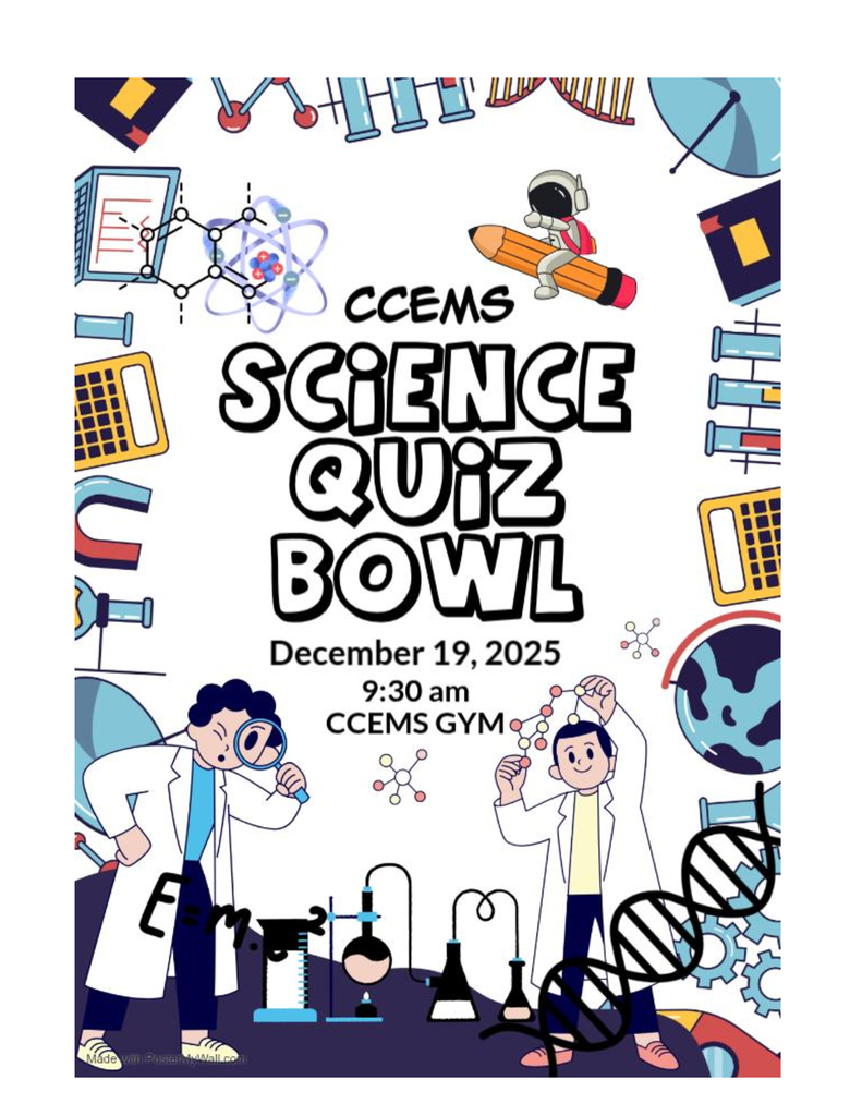 Science Quiz Bowl December 19, 2025 @ 9:30 a.m.