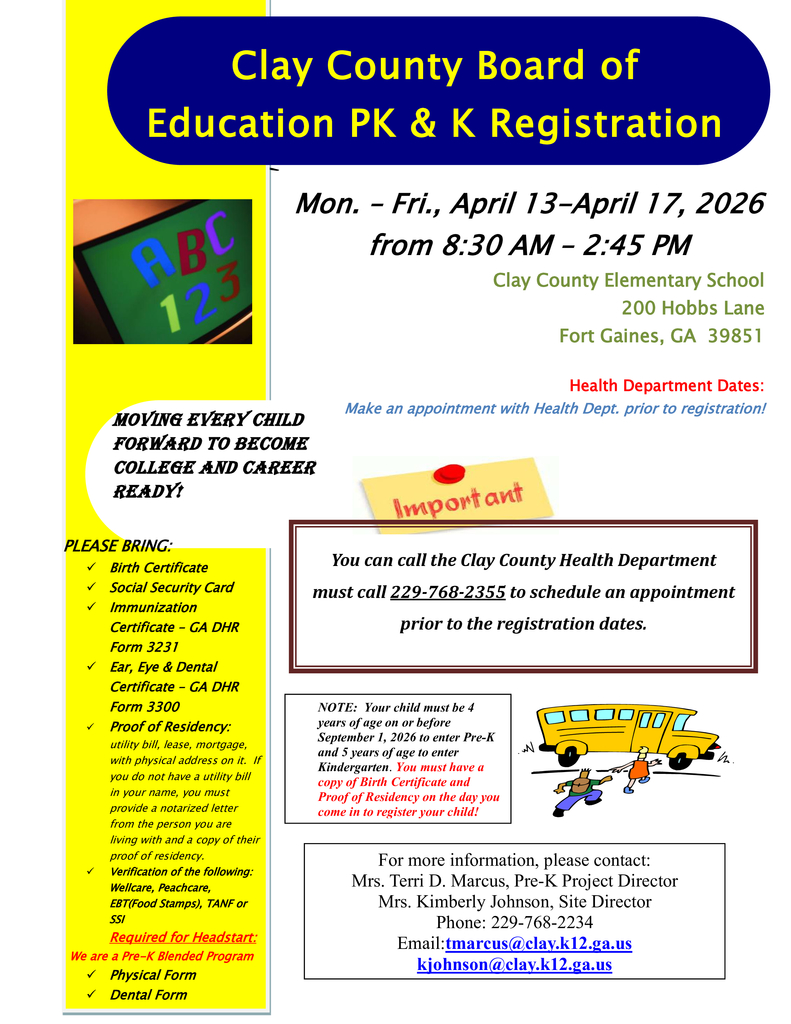 Pre-K & Kindergarten Registration
