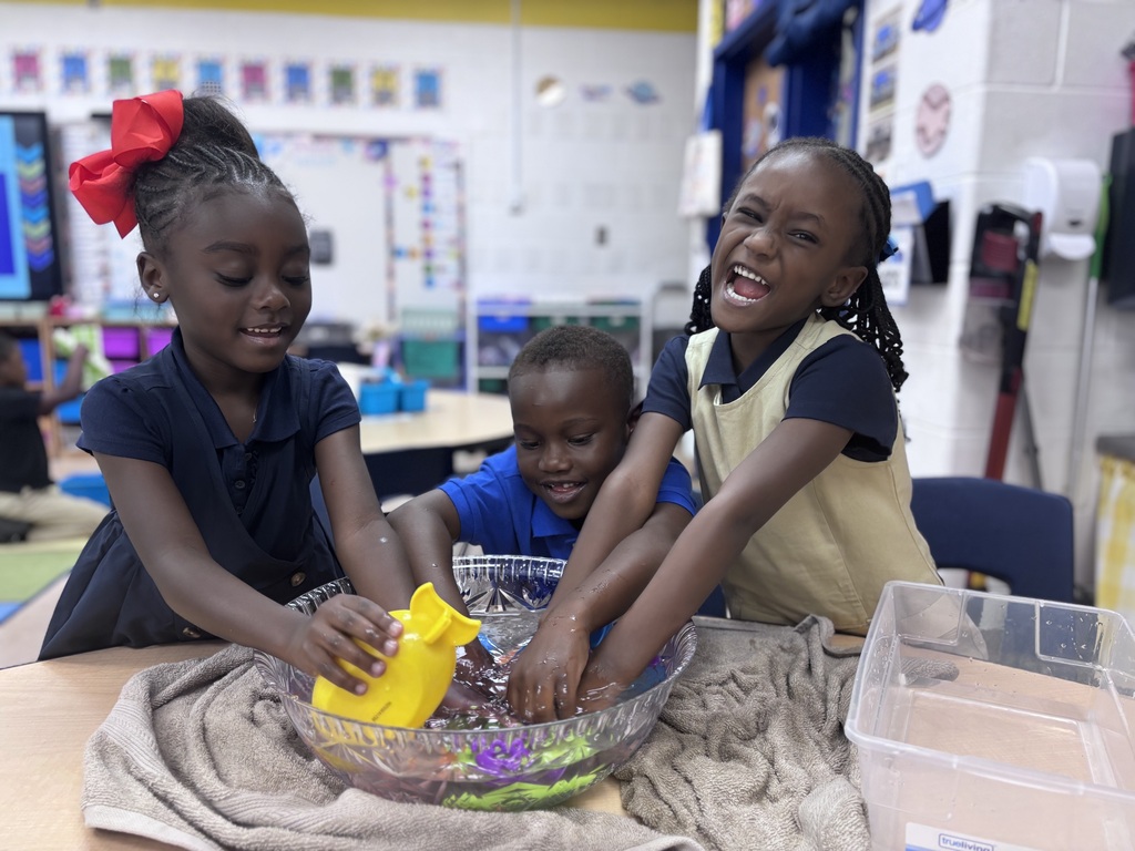 Kindergarteners learning about the concepts of sink and float.