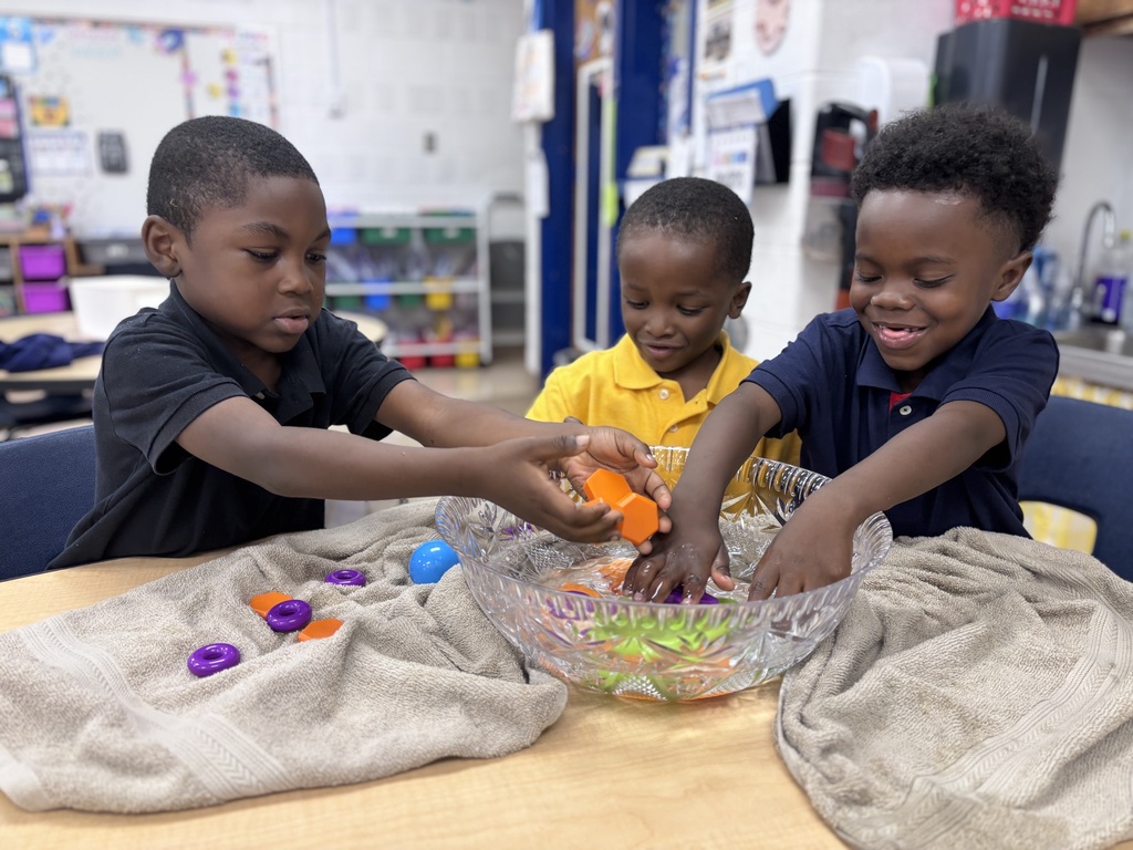Kindergarteners learning about the concepts of sink and float.