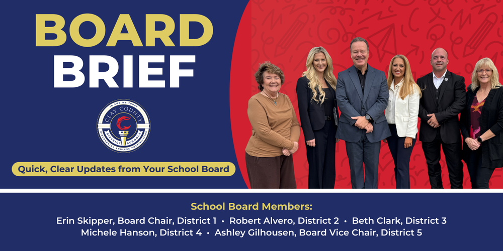 Board Brief Image - Photo of Five School Board Members and Superintedent