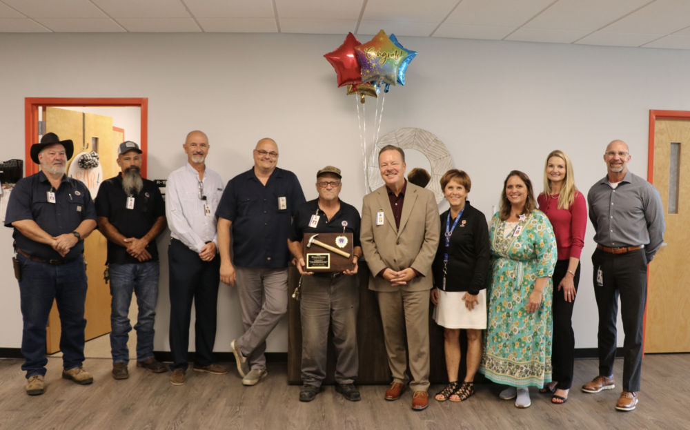Will Snyder receiving his 50 year service pin