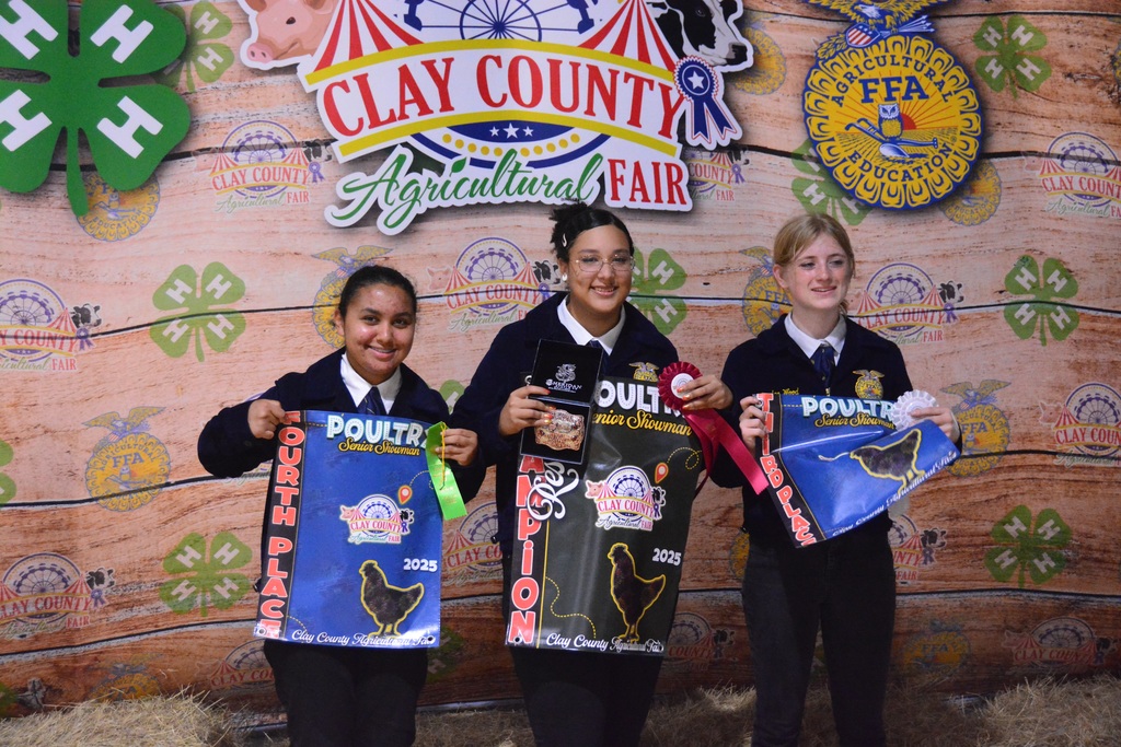 Poultry Showmanship: Reserve Grand Champion —Jasmine C. 3rd Place —Brylee W. 4th Place —Kayli H.