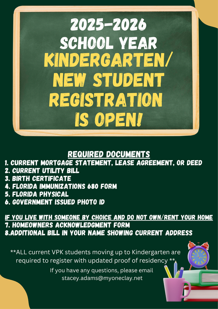 2025-2026 Kindergarten and New Student Registration is OPEN!!
